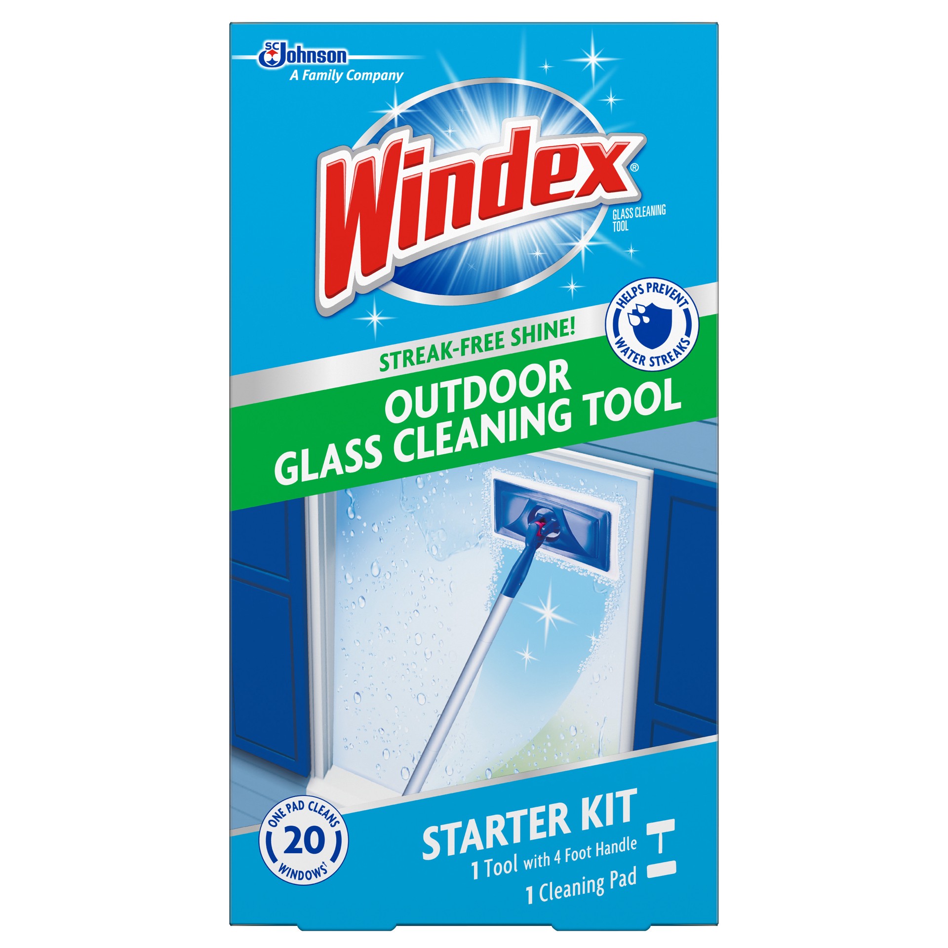 slide 1 of 5, Windex Outdoor All-In-One Glass Cleaning Tool Starter Kit, 1 ct, 1 cnt