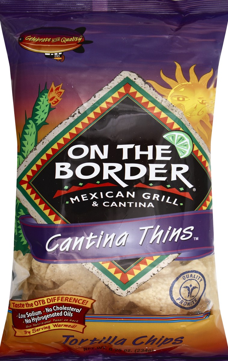 slide 1 of 6, On The Border Tortilla Chips Thin Cantin, 9.125 oz