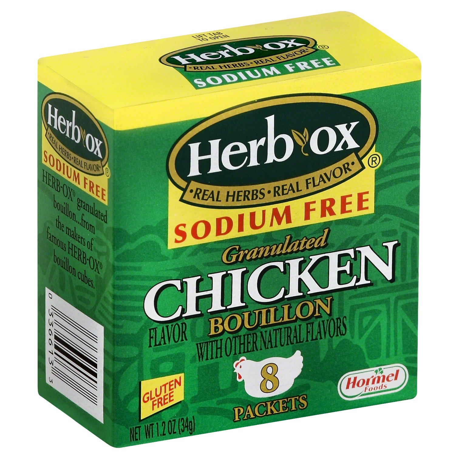 slide 1 of 1, Herb-Ox Sodium Free Chicken Flavor Granulated Bouillon Packets, 8 ct