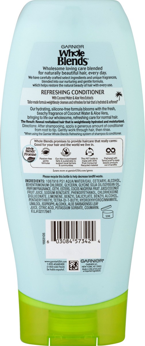 slide 3 of 11, Garnier Whole Blends Hydrating Conditioner With Coconut Water & Aloe Vera Extract, 12.5 oz