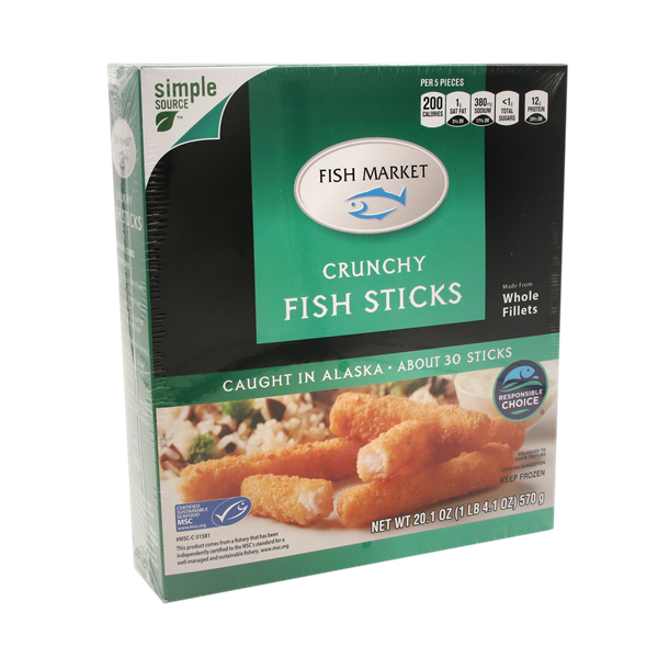 slide 1 of 1, Hy-Vee Fish Market Crunchy Fish Sticks 30ct, 20.1 oz
