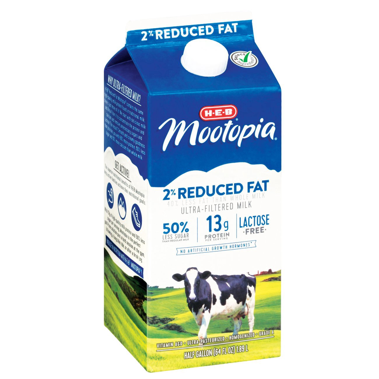 slide 1 of 1, H-E-B Mootopia Lactose-Free Reduced Fat 2% Milk, 1/2 gal