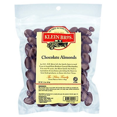 slide 1 of 1, Klein Bros. Chocolate Almonds, 12 oz