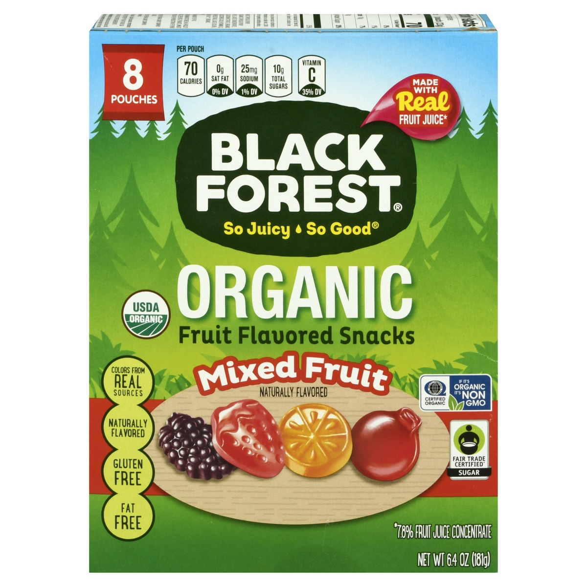 slide 1 of 1, Black Forest Organic Mixed Fruit Flavored Snacks, 6.4 oz