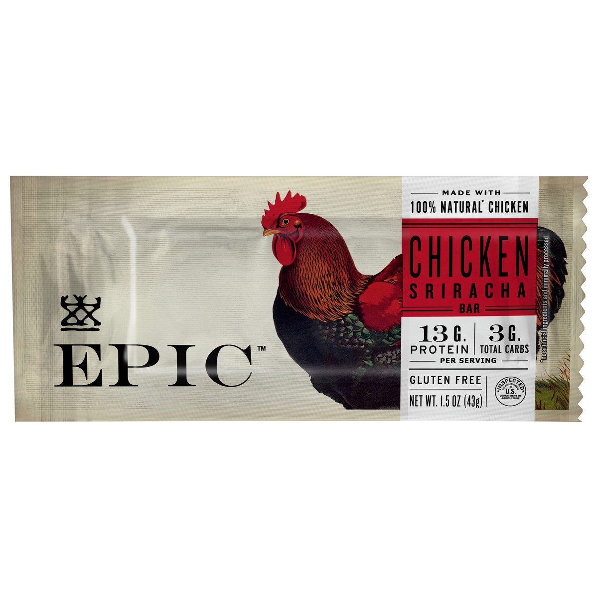 slide 1 of 8, Epic Chicken Sriracha Bar 1.5 oz Bag, 1.5 oz