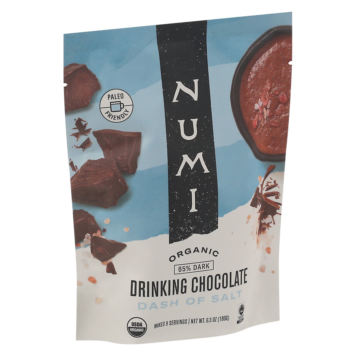 slide 4 of 14, Numi Organic 65% Dark Dash of Salt Drinking Chocolate 6.3 oz, 6.3 oz