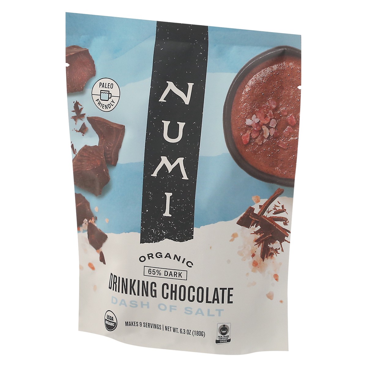 slide 10 of 14, Numi Organic 65% Dark Dash of Salt Drinking Chocolate 6.3 oz, 6.3 oz
