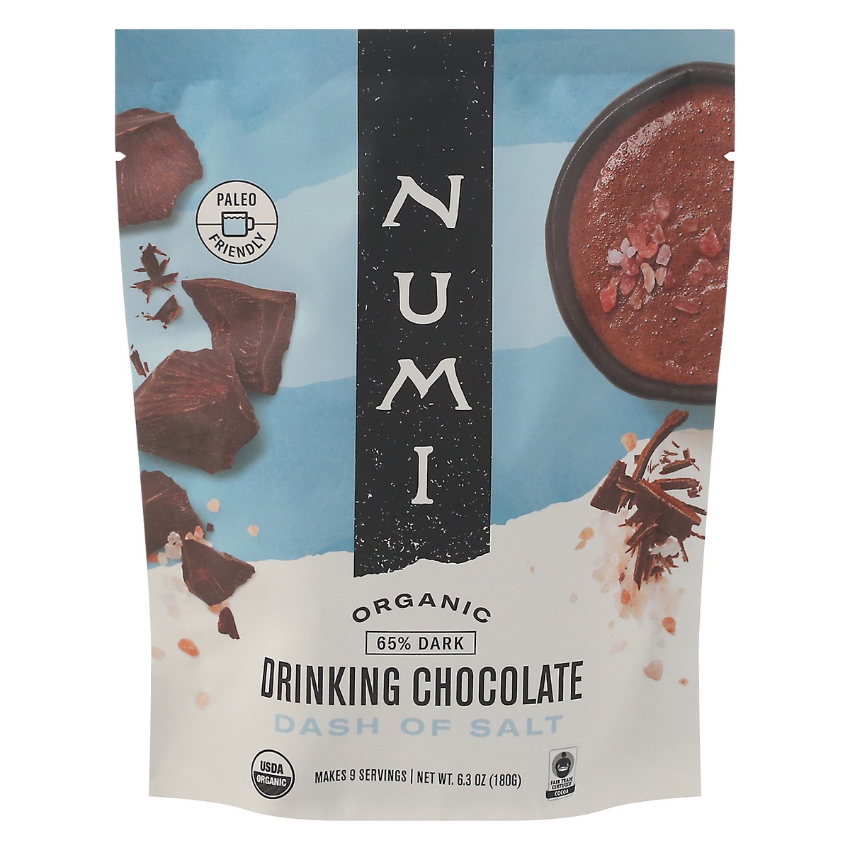slide 1 of 14, Numi Organic 65% Dark Dash of Salt Drinking Chocolate 6.3 oz, 6.3 oz