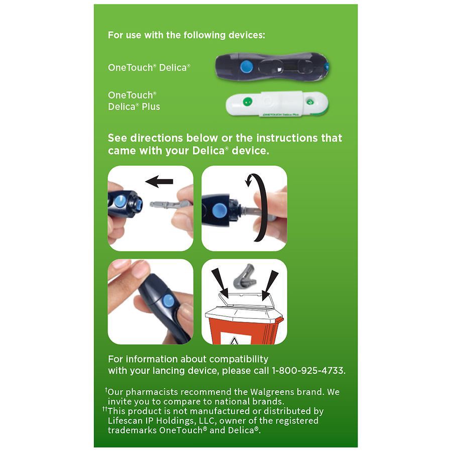 slide 4 of 5, Walgreens Lancets Compatible with Delica 33G, 100 ct