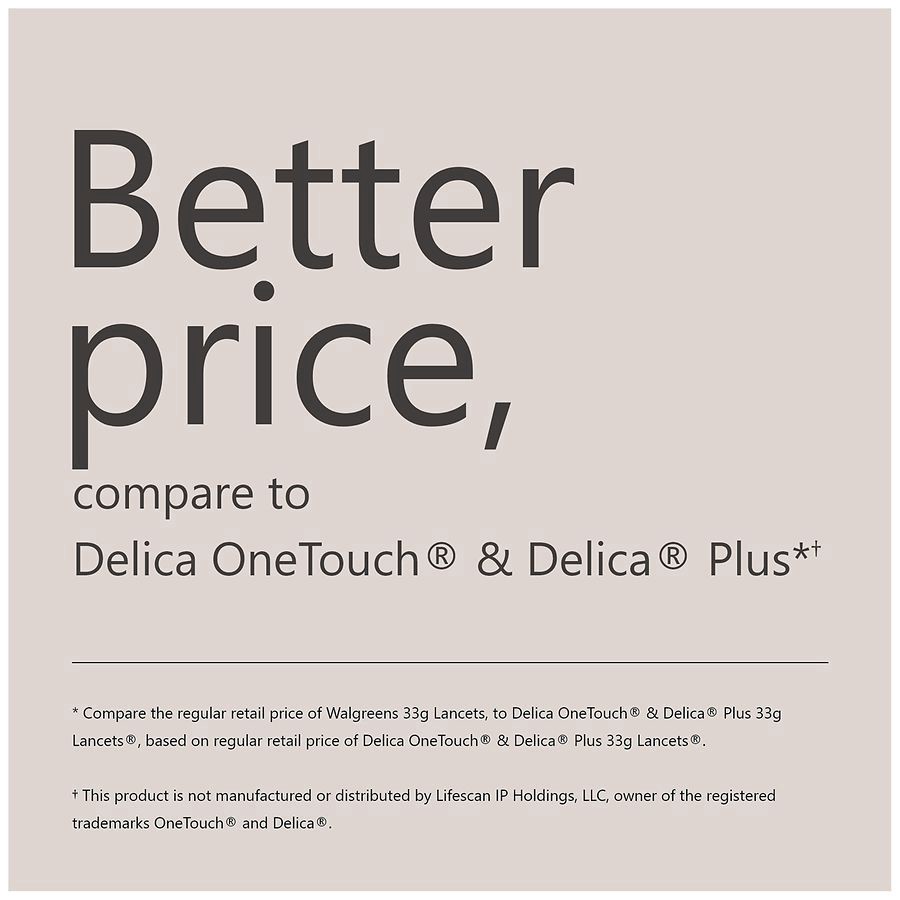 slide 2 of 5, Walgreens Lancets Compatible with Delica 33G, 100 ct