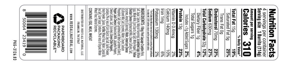 slide 3 of 3, Red's® Sausage Egge & Cheese Breakfast Burritos, 4 ct