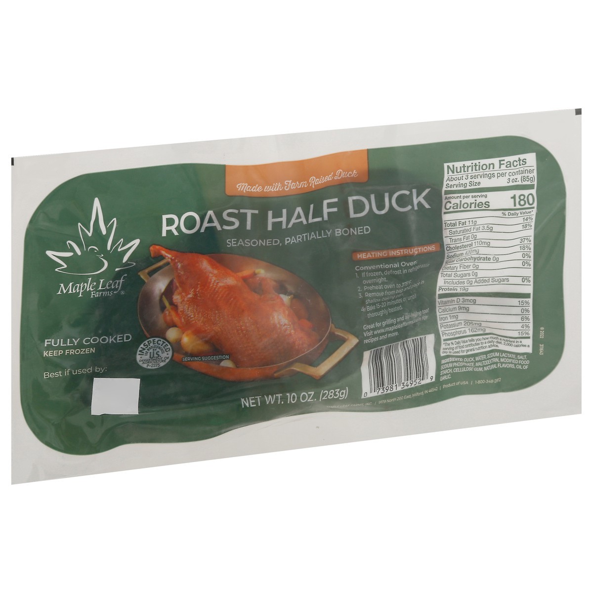 slide 9 of 9, Maple Leaf Farms Maple Leaf Roasted Half Duck, 10 oz