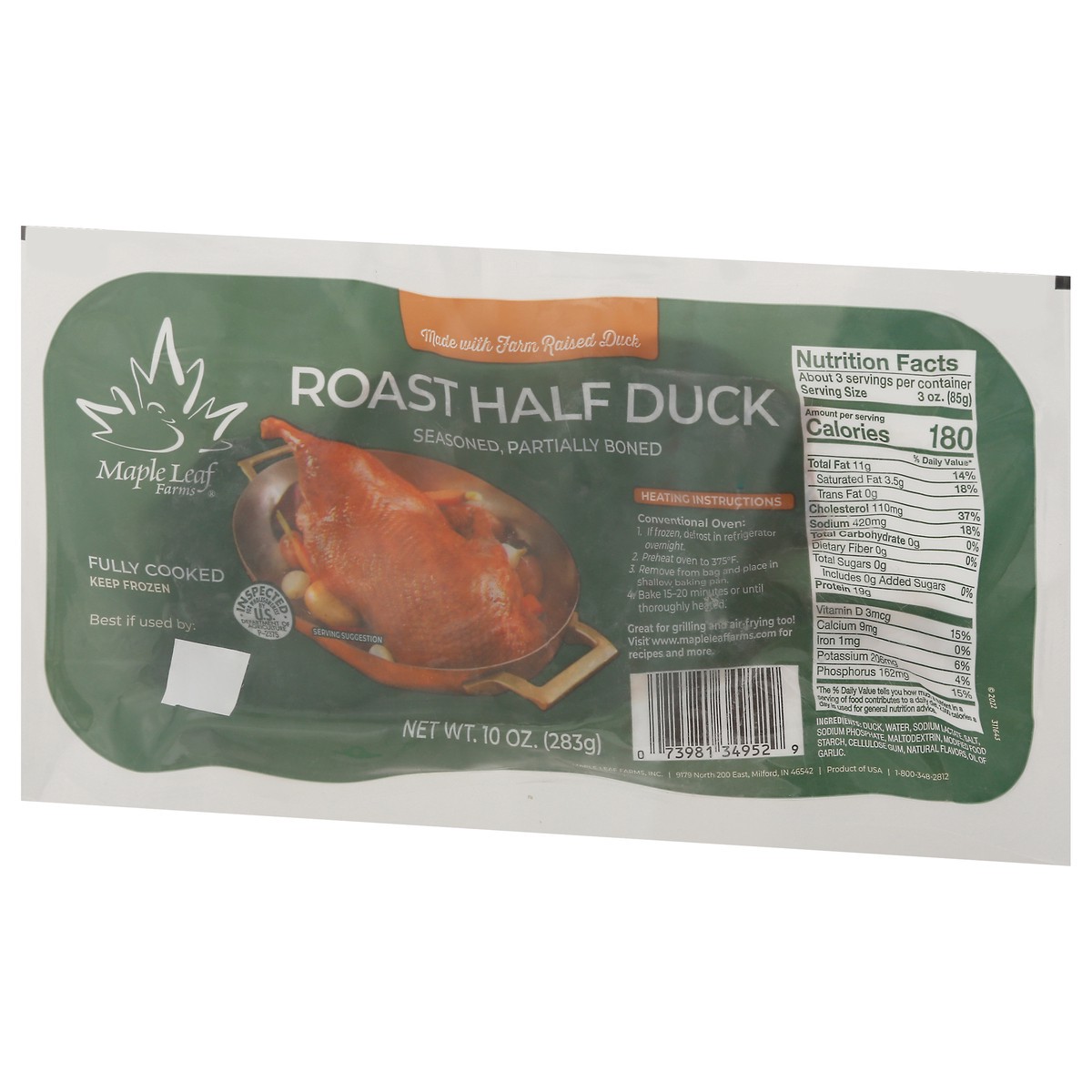 slide 4 of 9, Maple Leaf Farms Maple Leaf Roasted Half Duck, 10 oz