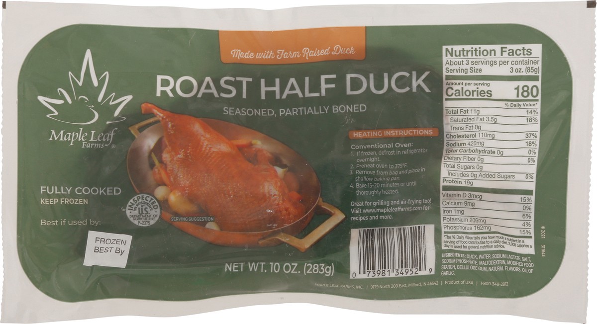 slide 3 of 9, Maple Leaf Farms Maple Leaf Roasted Half Duck, 10 oz