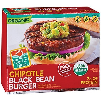 slide 1 of 1, Don Lee Farms Organic Chipolte Black Bean Burger, 4 ct