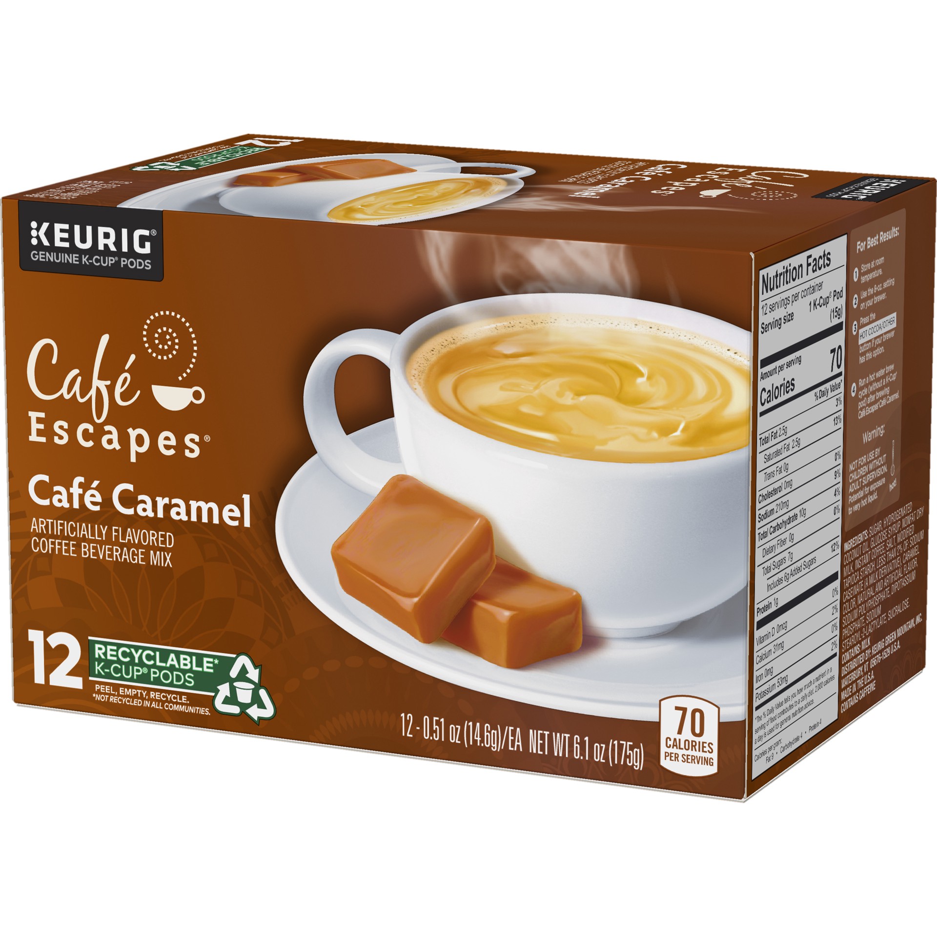 slide 4 of 5, Café Escapes Café Caramel Keurig Single-Serve K-Cup Pods, 12 Count, 6.1 oz, 12 ct