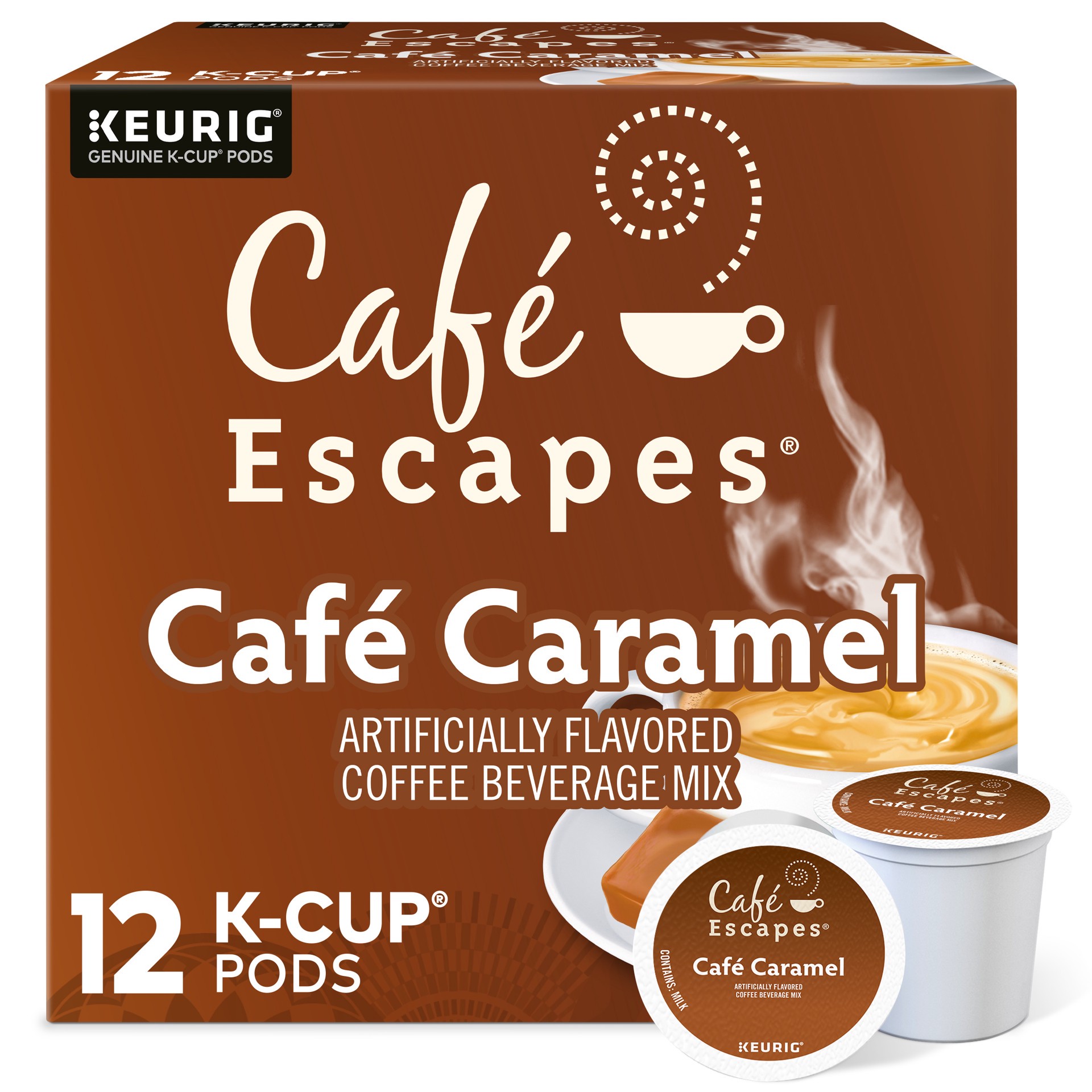 slide 1 of 5, Café Escapes Café Caramel Keurig Single-Serve K-Cup Pods, 12 Count, 6.1 oz, 12 ct