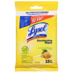 Lysol Disinfecting Wipes, Lemon & Lime Blossom To-Go Flatpack 15 ct.