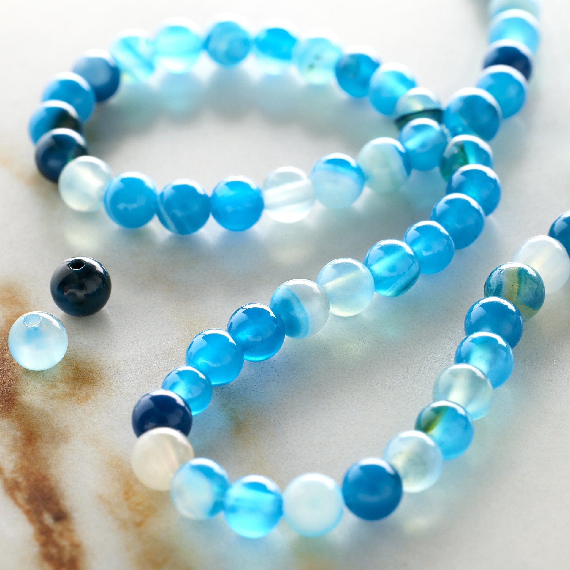 slide 3 of 3, Blue Striped Agate Round Beads, 4mm By Bead Landing, 4 mm