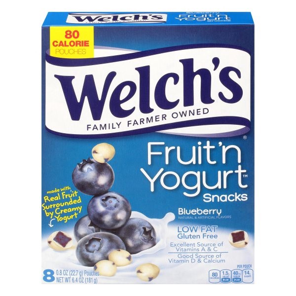 slide 1 of 9, Welch's Fruit 'N Yogurt Snacks Blueberry, 8 ct; 0.8 oz