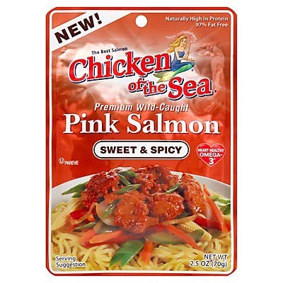 slide 1 of 1, Chicken Of The Sea Premium Wild Caught Pink Salmon Sweet & Spicy, 2.5 oz