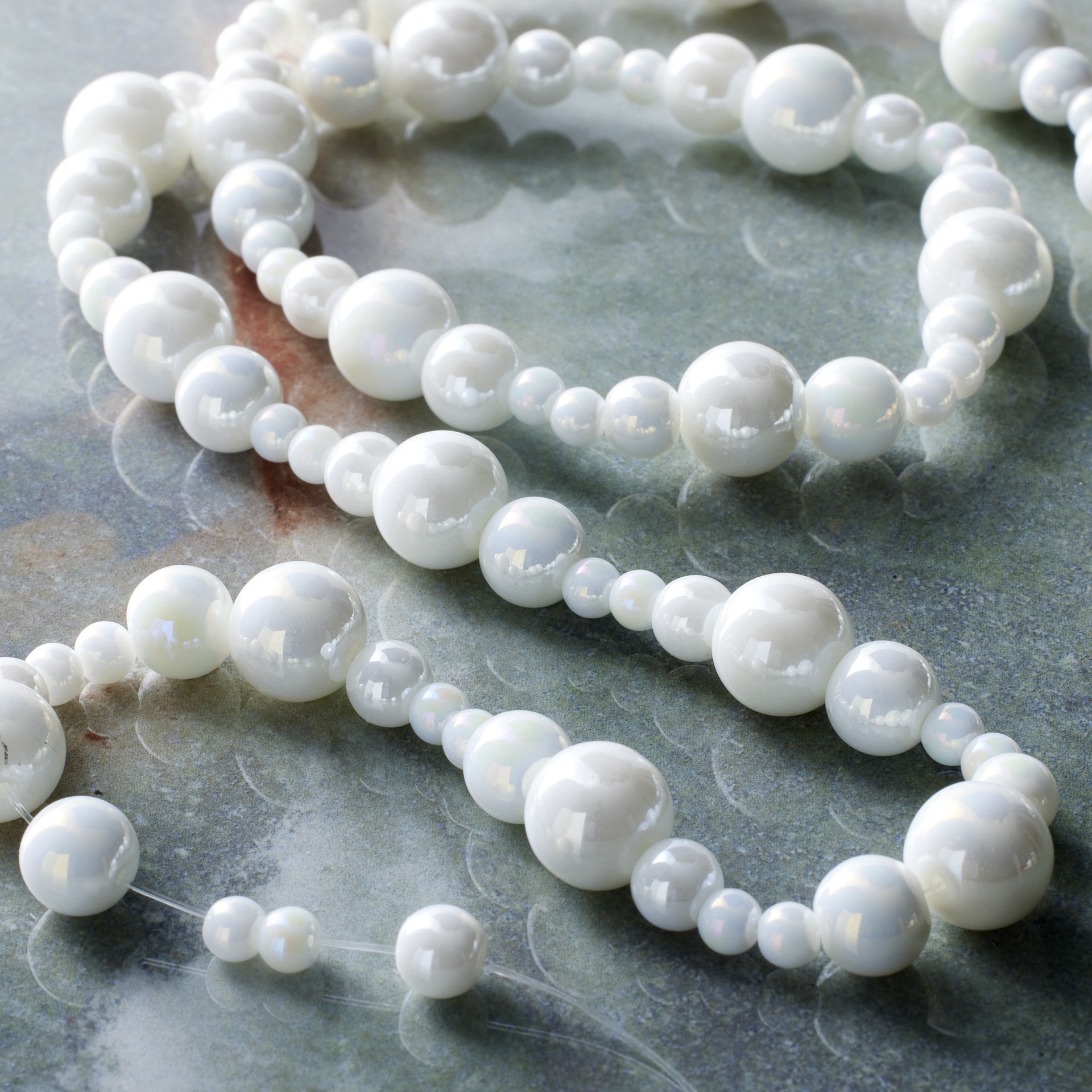 slide 2 of 3, White Marble Glass Round Beads By Bead Landing, 4mm-10mm