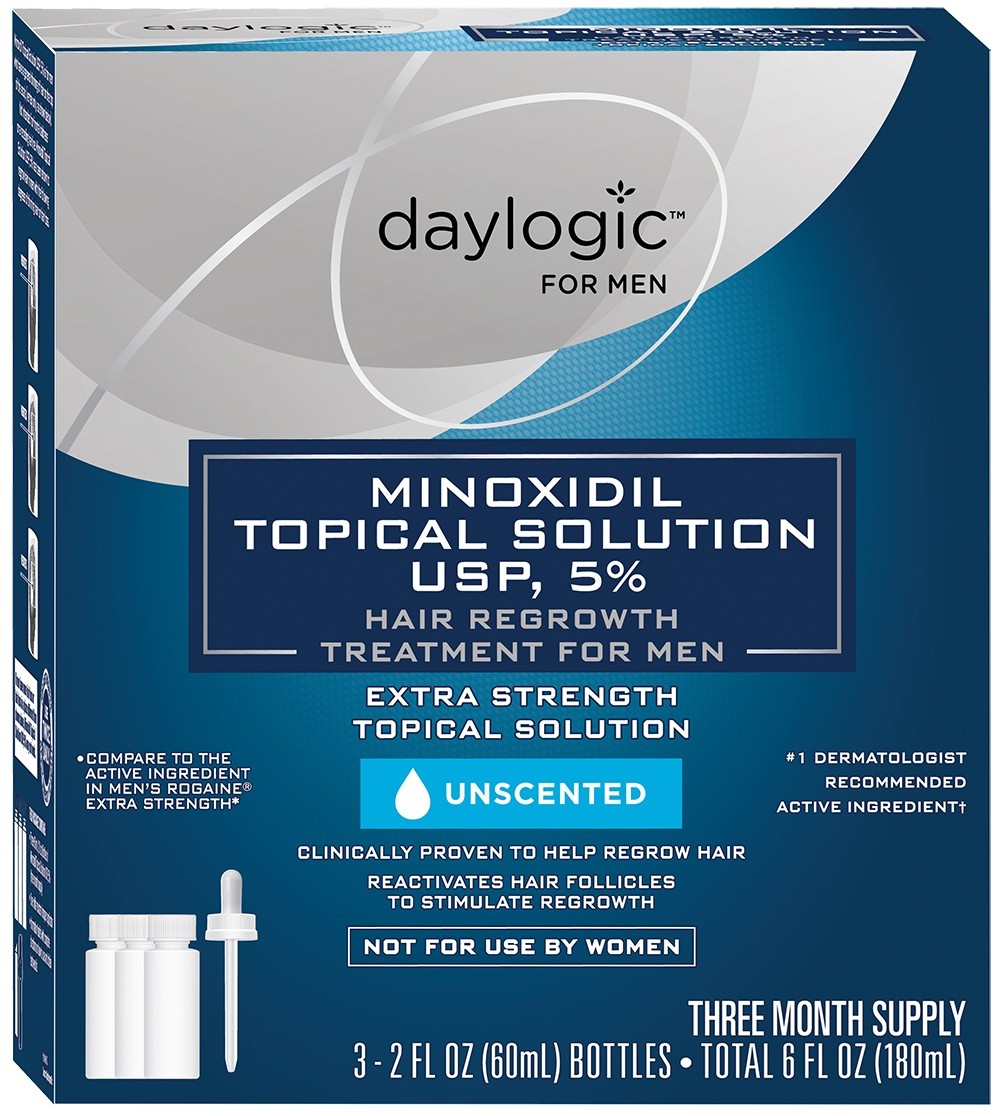 slide 1 of 1, Daylogic 5% Minoxidil Topical Solution for Men, 3 ct