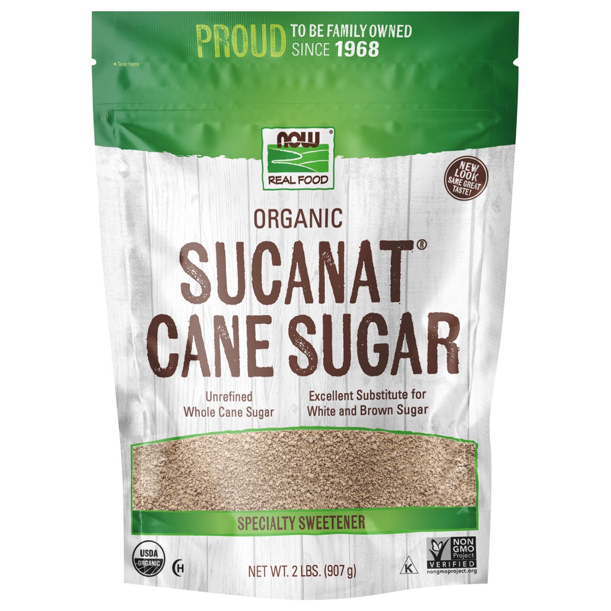 slide 1 of 3, NOW Real Food Sucanat Cane Sugar, Organic - 2 lb, 2 lb