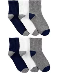 Carter's Kid 6-Pack Crew Socks Navy/Grey 4-7
