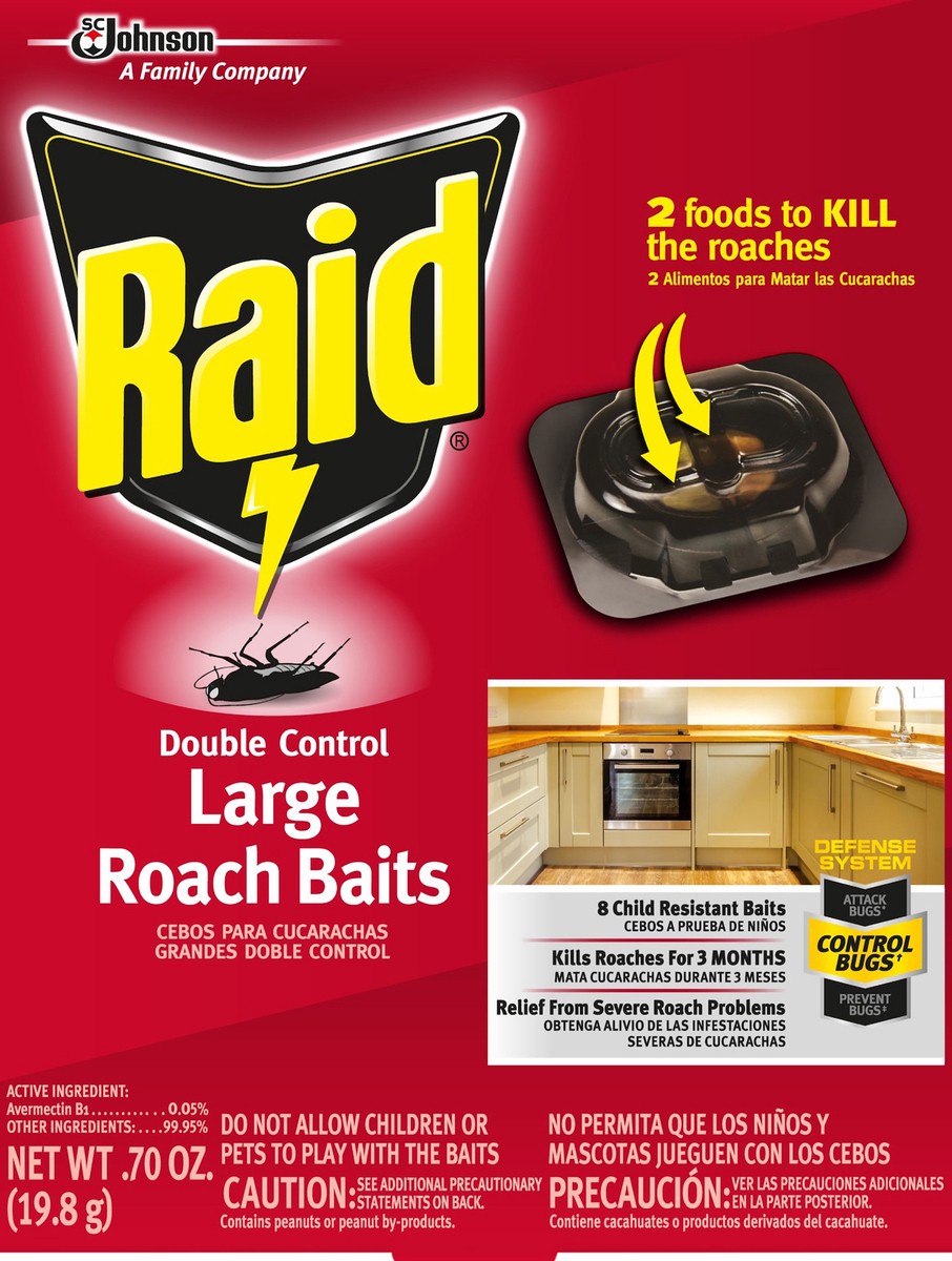 slide 4 of 5, Raid Double Control Large Roach Baits, 8 Ct, 0.7 oz
