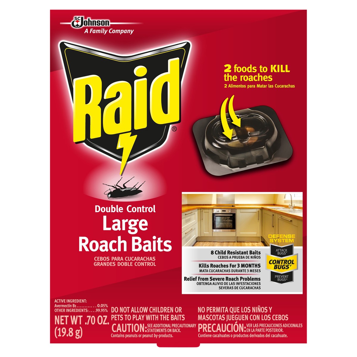 slide 1 of 5, Raid Double Control Large Roach Baits, 8 Ct, 0.7 oz