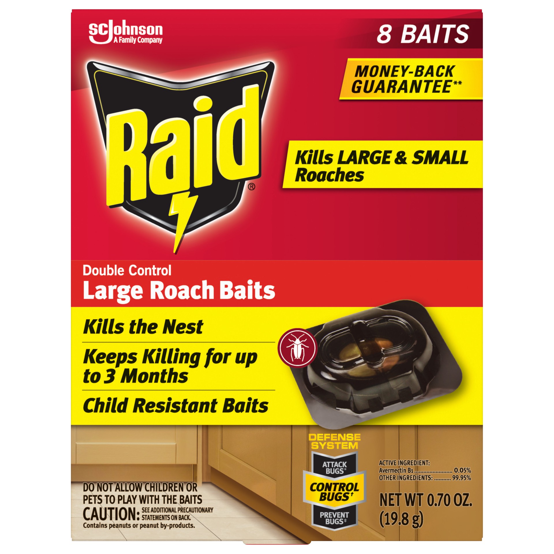 slide 1 of 5, RAID Double Control Large Roach Baits, 8 Count, 8 ct
