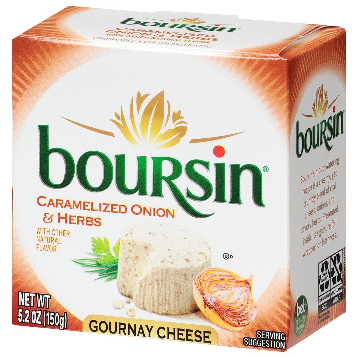 slide 2 of 9, Boursin Cheese, Gourmet, Caramelized Onion & Herbs, Spreadable, 5.3 oz