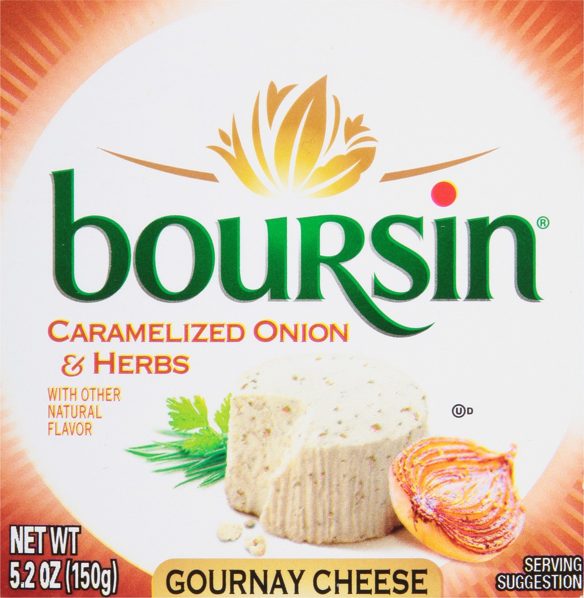 slide 5 of 9, Boursin Cheese, Gourmet, Caramelized Onion & Herbs, Spreadable, 5.3 oz
