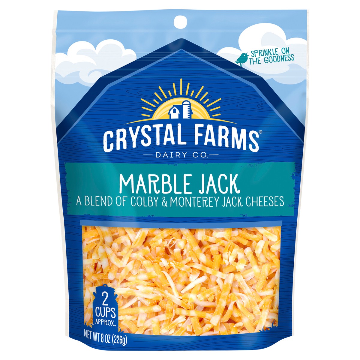 slide 1 of 1, Crystal Farms Marble Jack Shredded Cheese, 8 oz