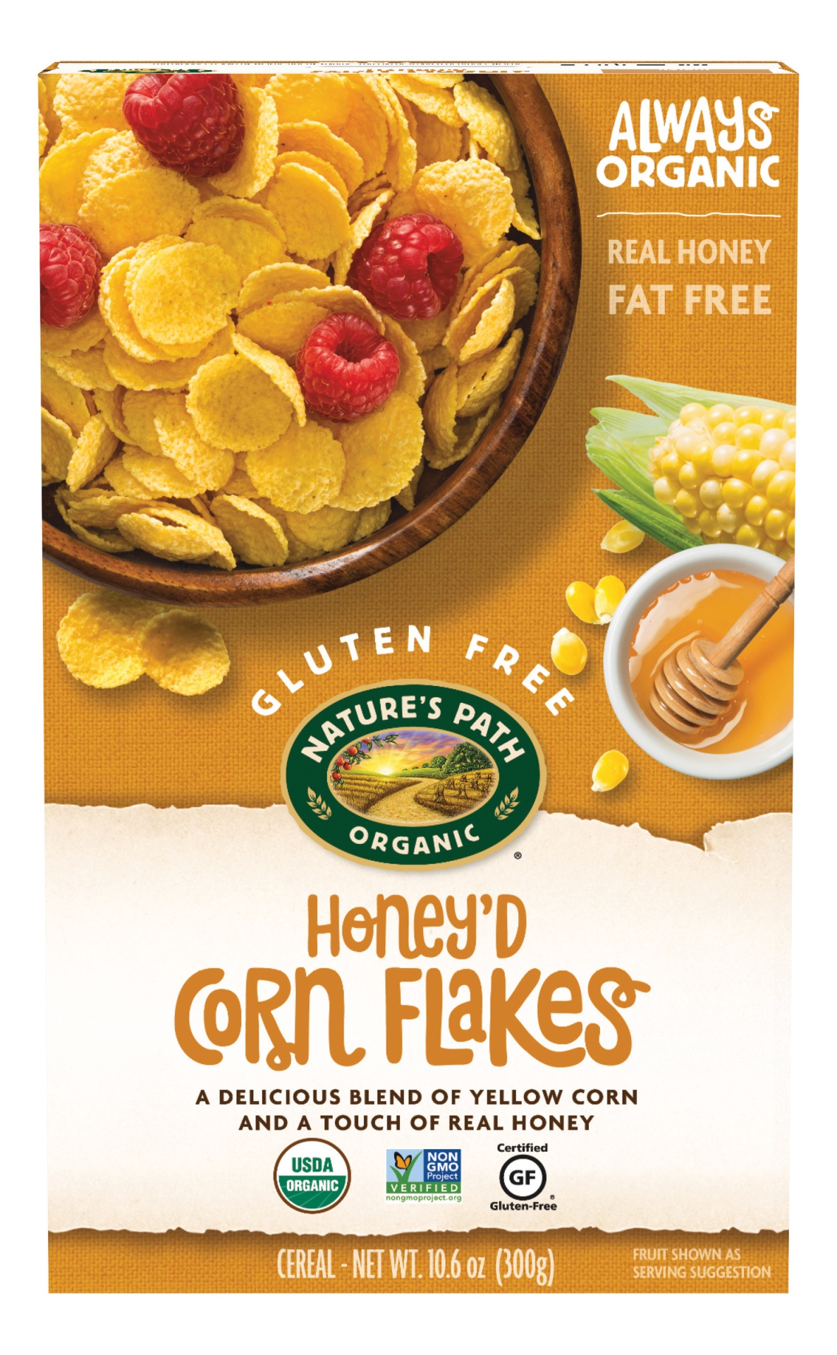 slide 1 of 9, Nature's Path Organic Honey'd Corn Flakes Cereal, 10.6 oz