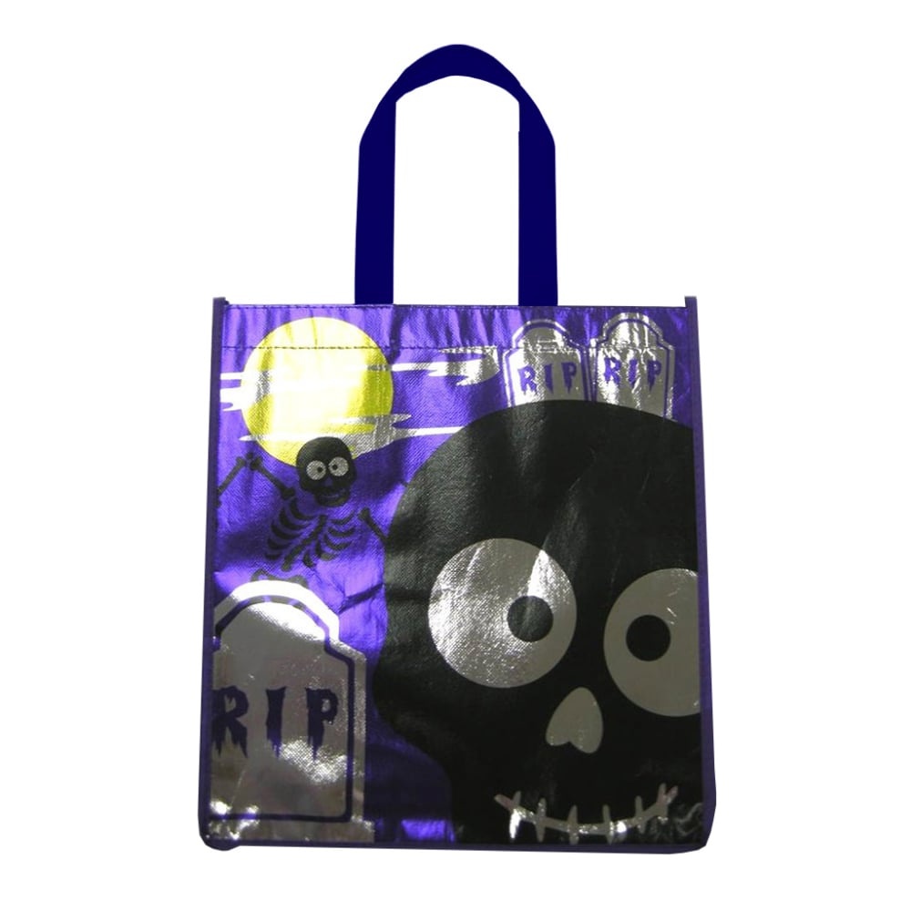 slide 1 of 1, Holiday Home Reflective Skull Treat Bag - Purple, 1 ct