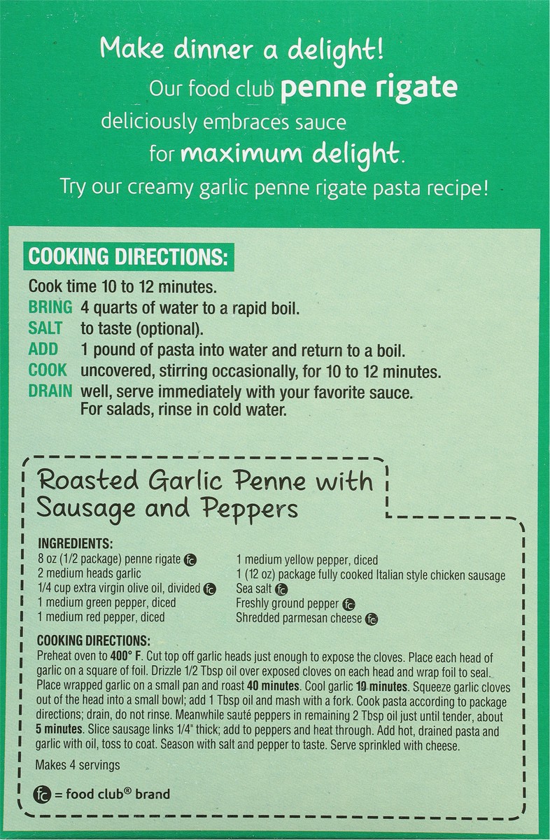 slide 13 of 15, Food Club Penne Rigate 16 oz, 16 oz