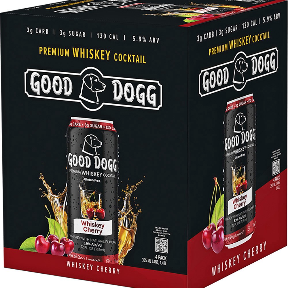 slide 1 of 1, Good Dogg Whiskey Seltzer Cherry 4 Pack 12 Oz Can, 4 ct; 12 oz