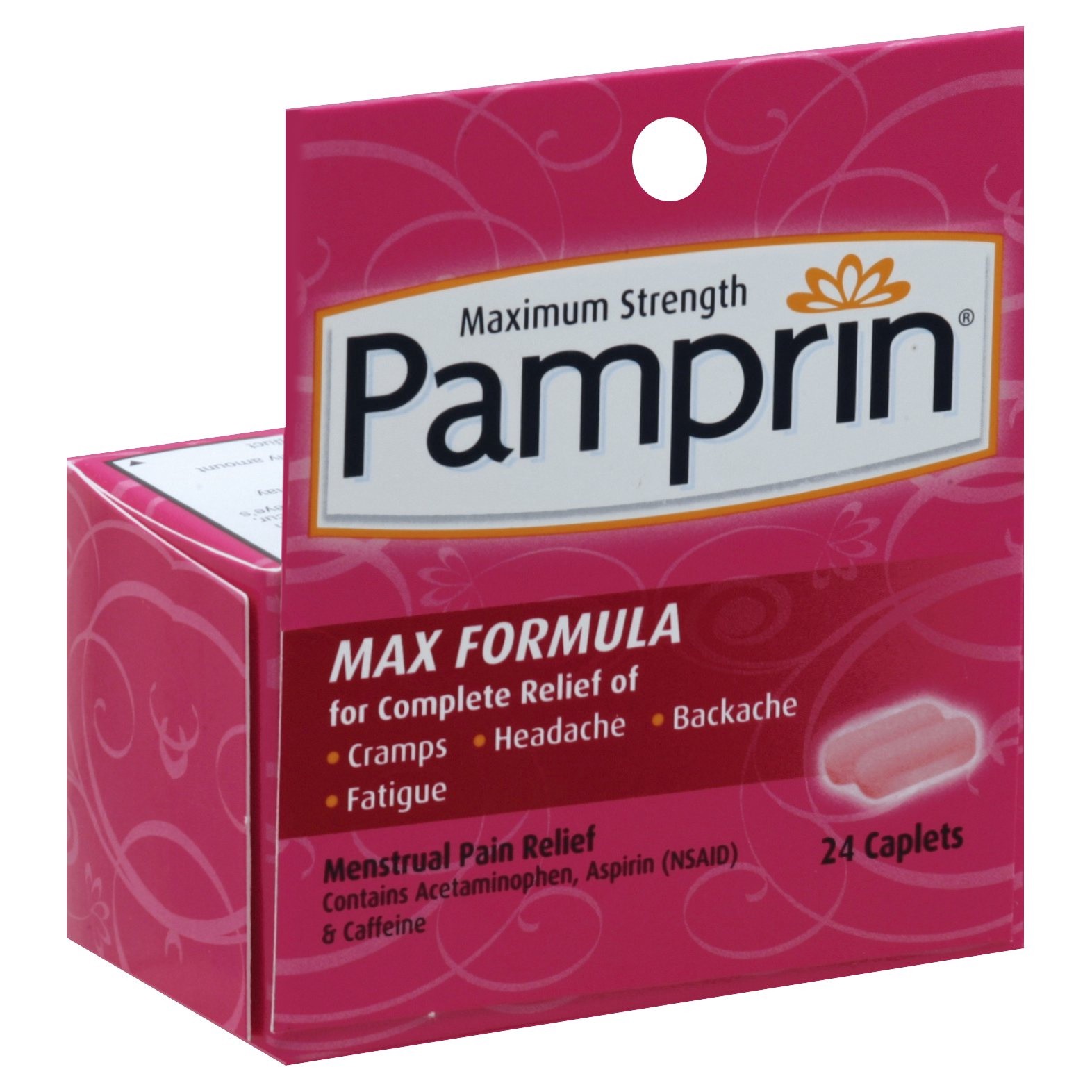 slide 1 of 9, Pamprin Max Formula Caplets, 24 ct