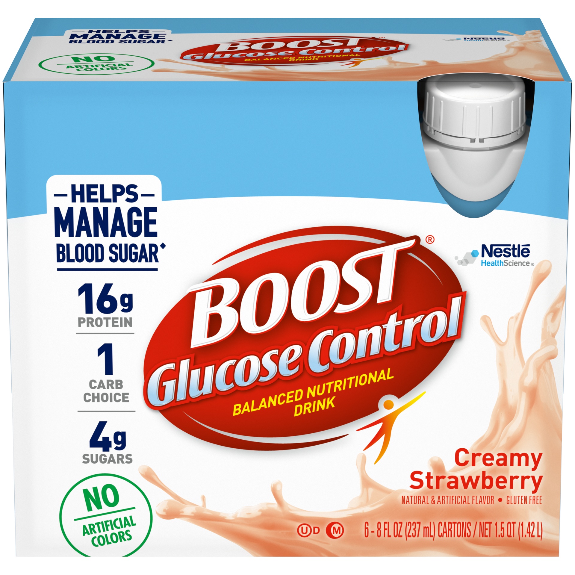 slide 1 of 3, Boost Glucose Control Ready To Drink Nutritional Drink, Creamy Strawberry, 6 ct; 8 fl oz