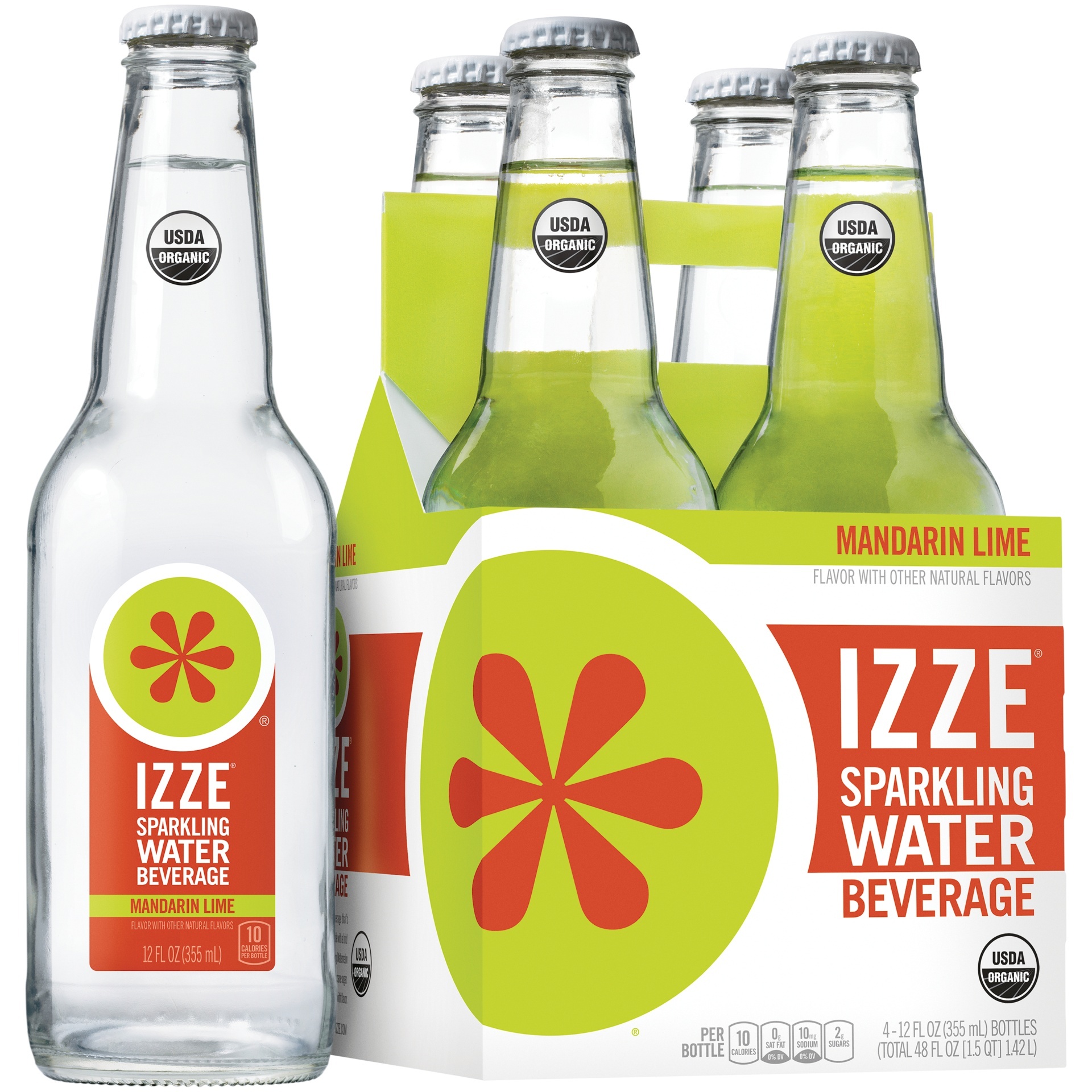 slide 1 of 1, Izze Mandarin Lime Sparkling Water Beverage, 4 ct; 12 fl oz