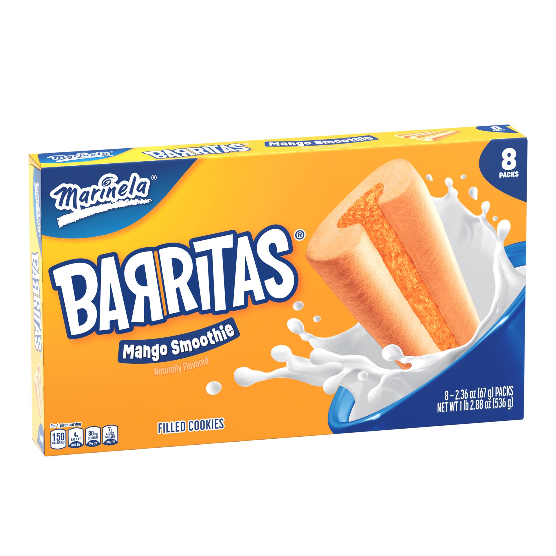 slide 5 of 7, Marinela Barritas Mango Smoothie Filled Cookies, 8 packs, Mango Cookie Bars, 18.88 oz Multipack, 8 ct