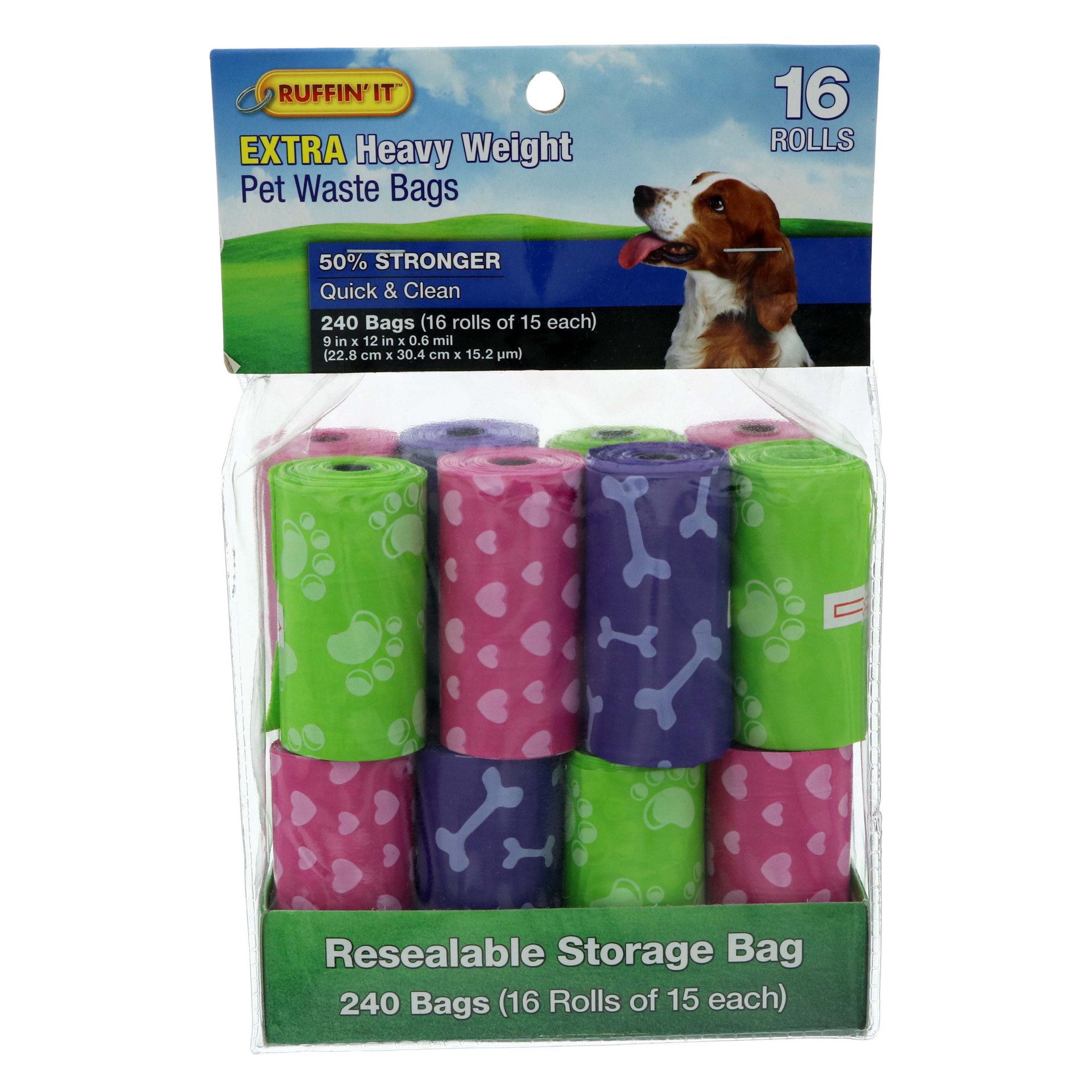 slide 1 of 1, Ruffin' It Extra Heavy Weight Pet Waste Bags, 240 ct