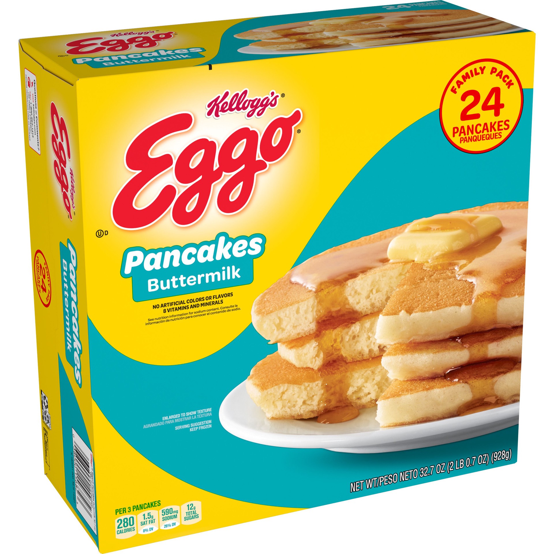 slide 1 of 7, Eggo Frozen Pancakes, Buttermilk, 32.7 oz, Frozen, 32.7 oz