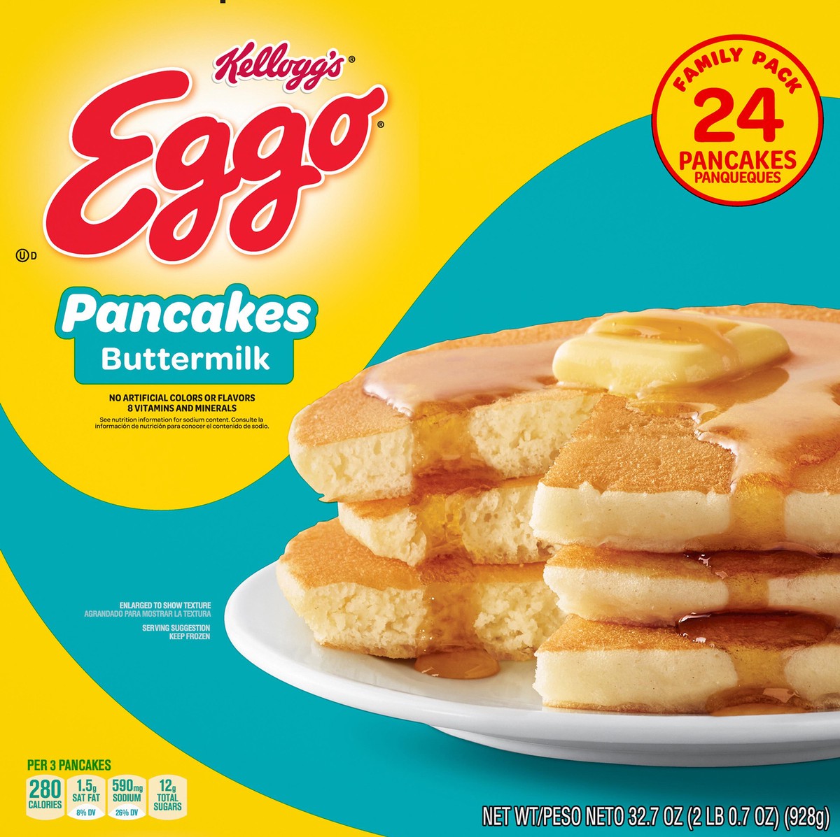 slide 1 of 7, Eggo Family Pack Buttermilk Pancakes 24 ea, 32.7 oz