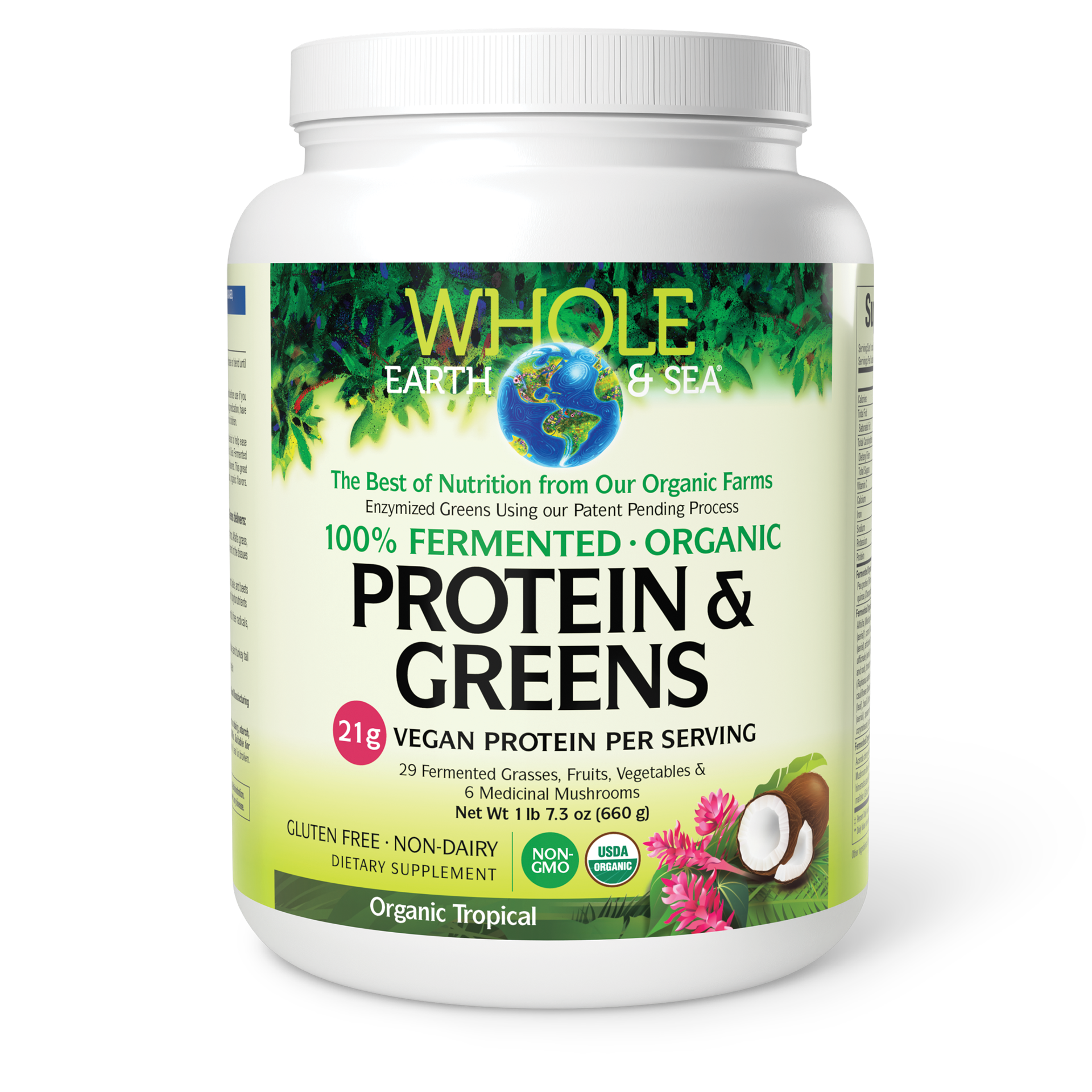 slide 1 of 2, Whole Earth & Sea 100% Fermented Organic Protein & Greens, 811 g