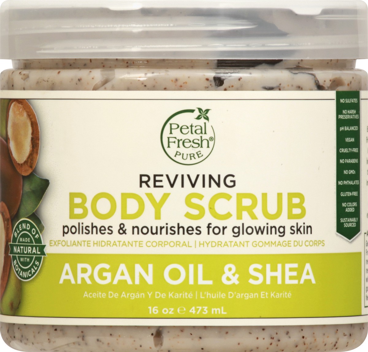 slide 3 of 12, Petal Fresh Pure Reviving Argan Oil & Shea Body Scrub 16 oz, 16 oz