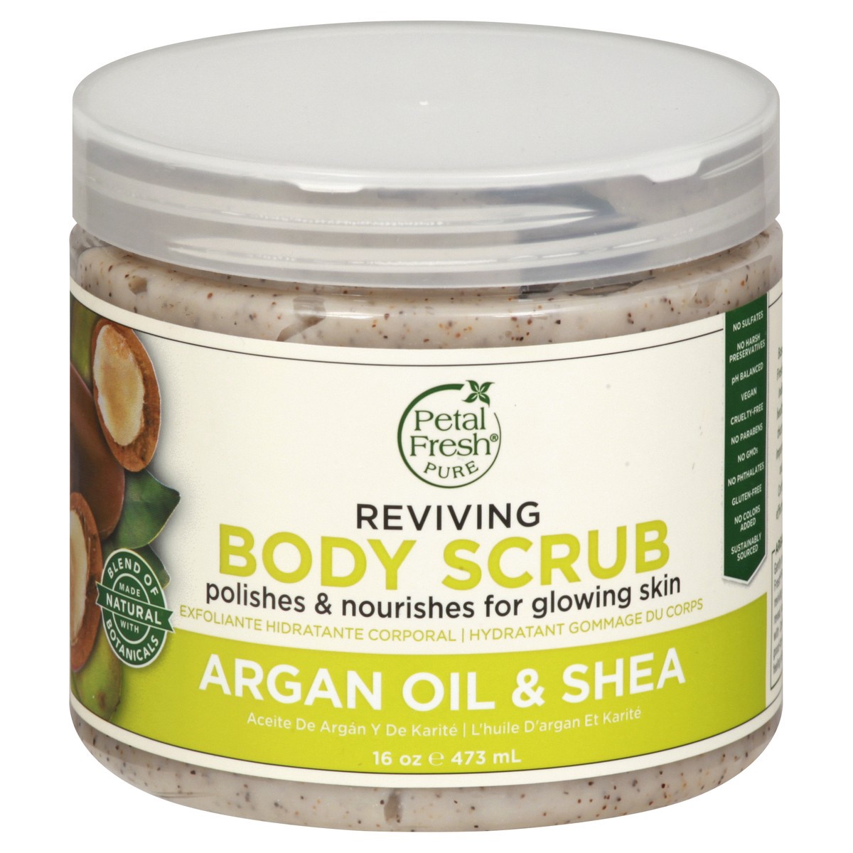 slide 6 of 12, Petal Fresh Pure Reviving Argan Oil & Shea Body Scrub 16 oz, 16 oz