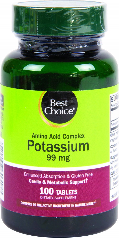 slide 1 of 1, Best Choice Potassium Amino Acid Complex, 100 ct; 99 mg